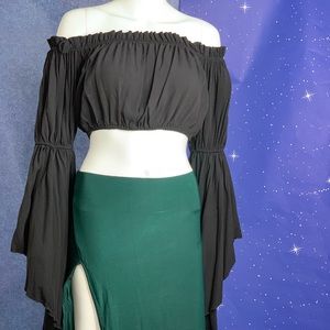 Nasty gal Coachella bell sleeve boho crop top